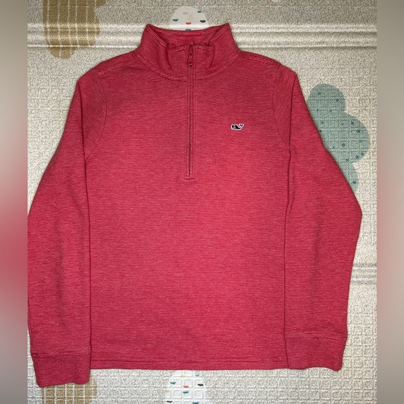 Vineyard Vines Boys Saltwater Quarter-Zip Pullover - Red Stripe (Size S) - Picture 1 of 5